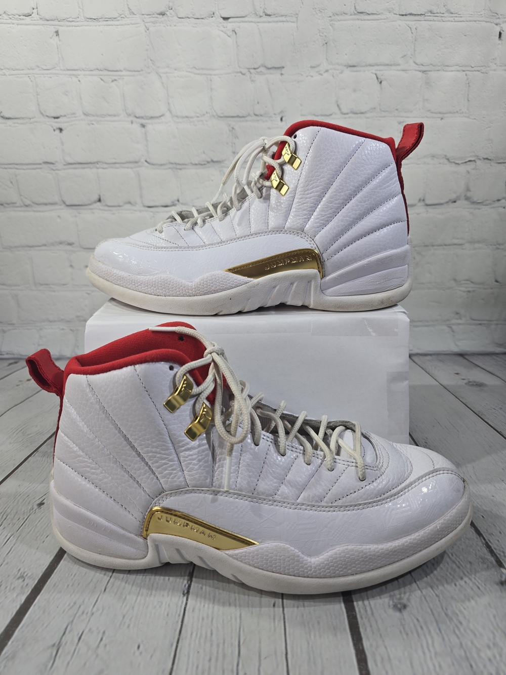 Nike Jordan Jumpman 12 Retro FIBA TWO 3 White & Red 2019 Size 8 130690-107 Shoes